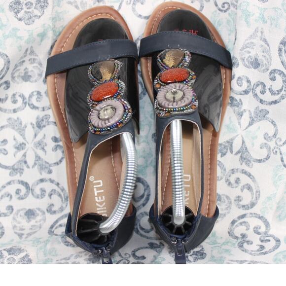 Siketu Bohemian Sandals Blue Strap with Stones Size‎ 39 Womens 8.5 - Picture 5 of 8